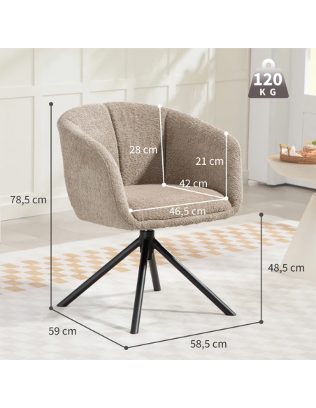 Spisebordsstol brun armlæn drejefod nordisk skandinavisk design stof