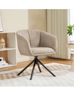 Spisebordsstol brun armlæn drejefod nordisk skandinavisk design stof 2