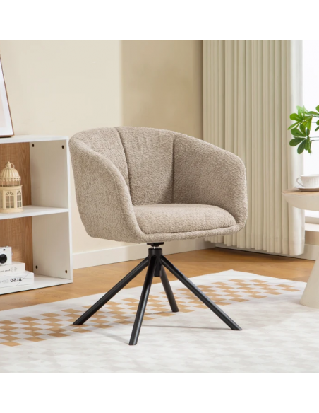Spisebordsstol brun armlæn drejefod nordisk skandinavisk design stof
