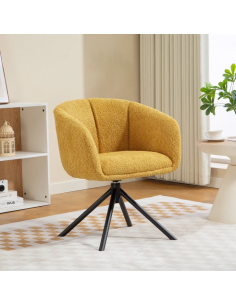 Spisebordsstol gul armlæn drejefod nordisk skandinavisk design stof 2