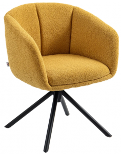 Spisebordsstol gul armlæn drejefod nordisk skandinavisk design stof