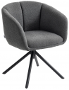 Spisebordsstol med armlæn og drejefod i metal og polyester H78,5 cm - Sort/Mørkegrå