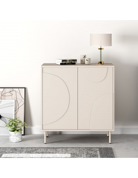 vitrineskab vitrine beige metal skænk køkken lavt moderne skab