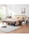 LINN Sengeramme i stål og polyrattan 160 x 200 cm - Sort/Natur