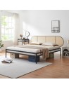 LINN Sengeramme i stål og polyrattan 180 x 200 cm - Sort/Natur