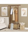 Garderobe i bambus og rattan på hjul H172 x B100 x D32,5 cm - Brun/Natur