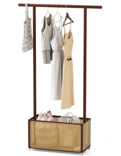 moderne design bambus garderobe entre stativ tøjopbevaring opbevaring reol skuffer bøjlestang 2