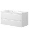 Komplet badmiljø i MDF og keramik H51 x B100,5 cm - Hvid højglans