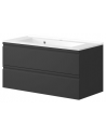 Komplet badmiljø i MDF og keramik H51 x B100,5 cm - Mat sort