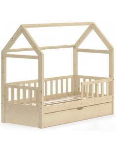 børneseng husseng med skuffe træ eg massiv ungdomsseng indretning til børneværelset