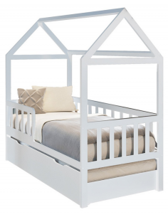 børneseng husseng med skuffe hvid udtræksseng træ eg massiv ungdomsseng indretning til børneværelset