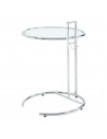 Rundt højdejusterbart sidebord i metal og glas H57 - 77 x Ø50 cm - Krom/Klar