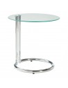 Rundt sidebord i metal og glas H46 x Ø44,5 cm - Krom/Klar