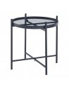 Rundt sidebord i metal og glas H46 x Ø41,5 cm - Sort/Klar