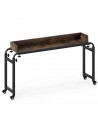 Sengebord i metal og møbelplade H73,5 - 102 x B135,5 - 206 x D40 cm - Sort/Brun