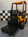 Elektrisk Gaffeltruck til børn 12V med gummihjul og lædersæder H101 x L146 x B63 cm - Sort/Gul