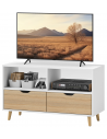 TVbord i træ og møbelplade B99 cm - Hvid/Natur