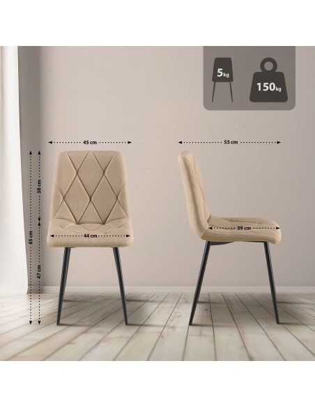 Spisebordsstol stof polyester beige