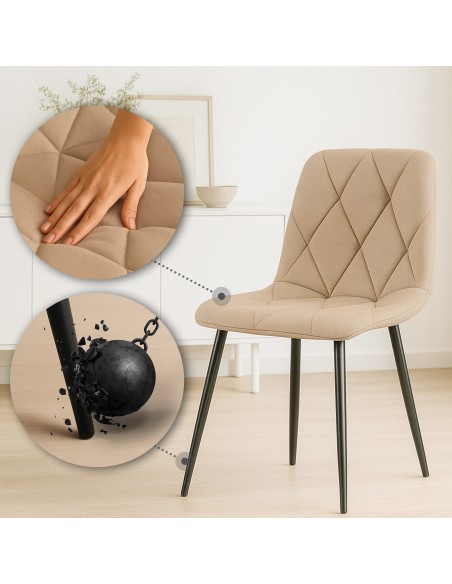Spisebordsstol stof polyester beige