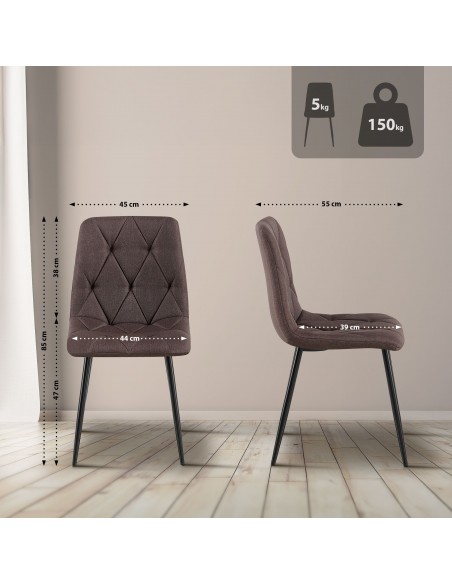 Spisebordsstol stof polyester brun