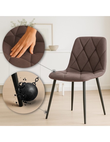 Spisebordsstol stof polyester brun