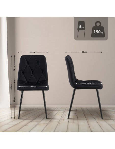 Spisebordsstol stof polyester sort