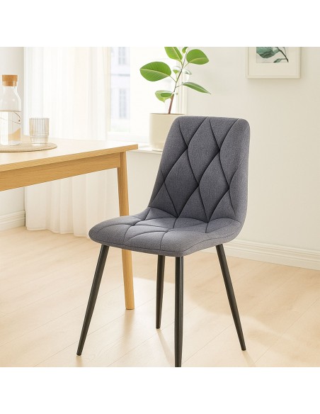 Spisebordsstol stof polyester grå