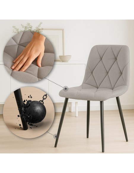 Spisebordsstol stof polyester grå