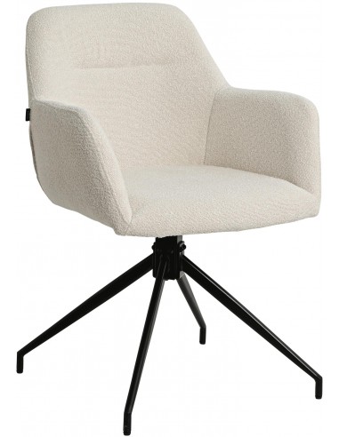 Spisebordsstol stof med armlæn og drejefod drejefunktion beige creme