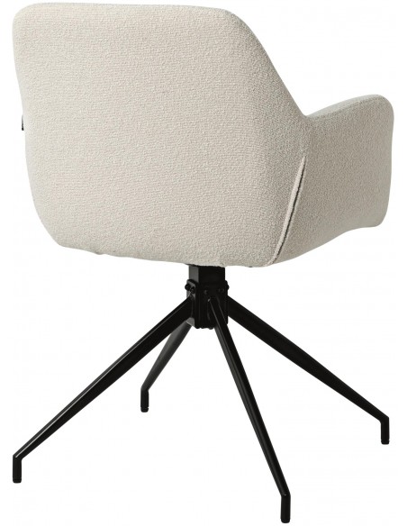 Spisebordsstol stof med armlæn og drejefod drejefunktion beige creme