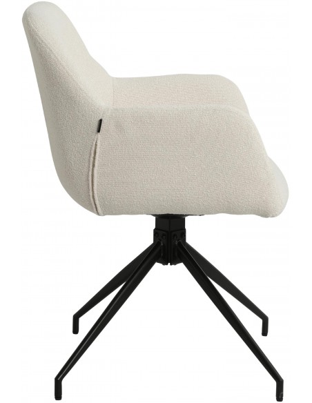 Spisebordsstol stof med armlæn og drejefod drejefunktion beige creme