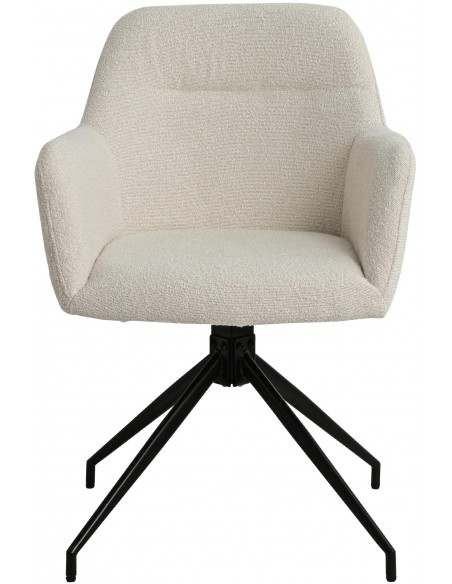 Spisebordsstol stof med armlæn og drejefod drejefunktion beige creme