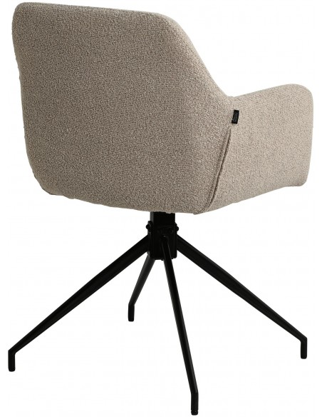 Spisebordsstol stof med armlæn og drejefod drejefunktion beige taupe