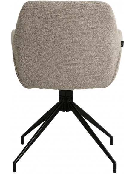 Spisebordsstol stof med armlæn og drejefod drejefunktion beige taupe