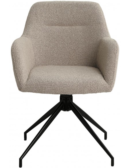 Spisebordsstol stof med armlæn og drejefod drejefunktion beige taupe