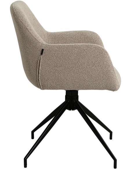 Spisebordsstol stof med armlæn og drejefod drejefunktion beige taupe