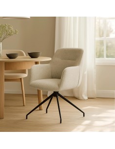 Spisebordsstol stof med armlæn og drejefod drejefunktion beige taupe 2