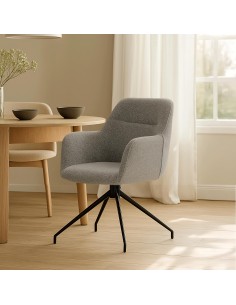 Spisebordsstol stof med armlæn og drejefod drejefunktion grå 2
