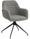 Spisebordsstol med armlæn og drejefod i metal og polyester H85 cm - Sort/Grå