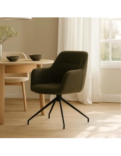 Spisebordsstol stof med armlæn og drejefod drejefunktion grøn 2