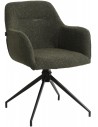 Spisebordsstol med armlæn og drejefod i metal og polyester H85 cm - Sort/Mørkegrøn