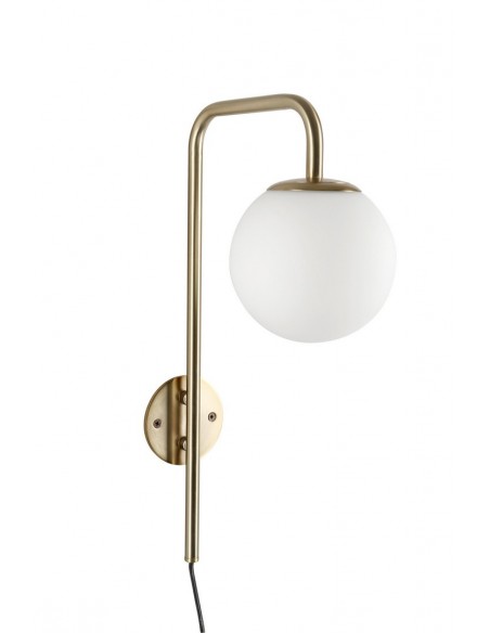 Væglampe guld messing hvid opalglas moderne design billig