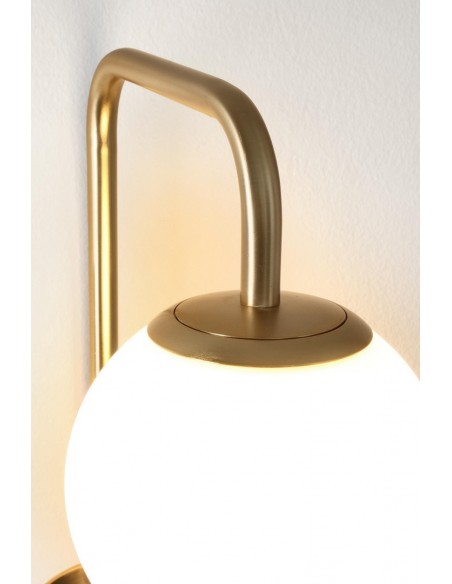 Væglampe guld messing hvid opalglas moderne design billig
