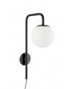 DELPHINE Væglampe i metal og opalglas H50 cm 1 x E14 - Mat sort