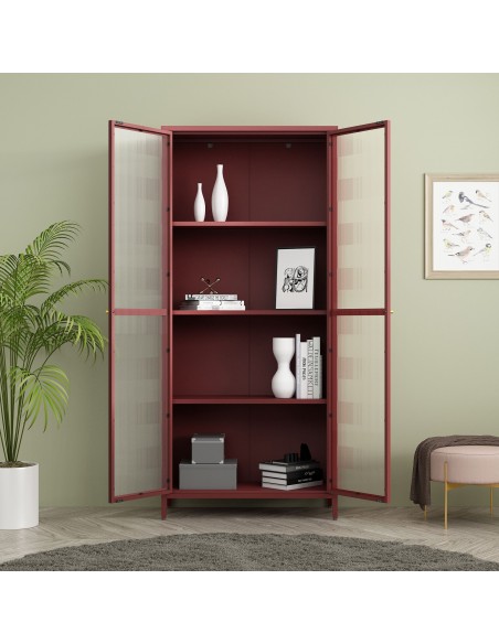 vitrineskab vitrine rød bordeaux metal skænk moderne design nordisk