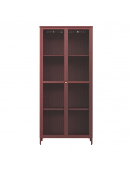 vitrineskab vitrine rød bordeaux metal skænk moderne design nordisk