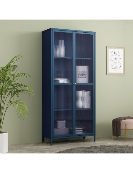 vitrineskab vitrine blå metal skænk moderne design nordisk