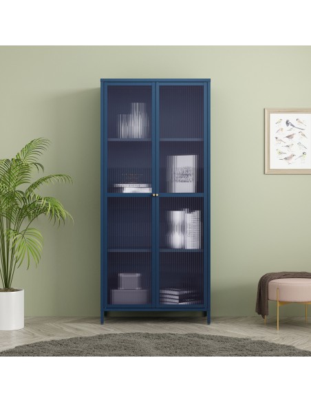 vitrineskab vitrine blå metal skænk moderne design nordisk