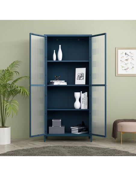 vitrineskab vitrine blå metal skænk moderne design nordisk