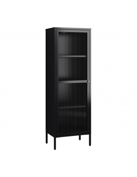 smalt lavt vitrineskab vitrine sort metal skænk moderne design nordisk